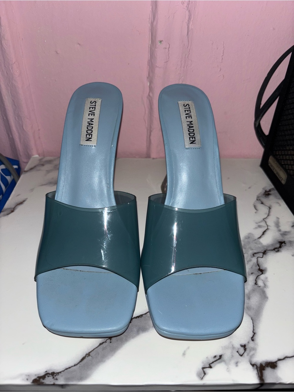 Steve Madden Light Blue Slide Mules